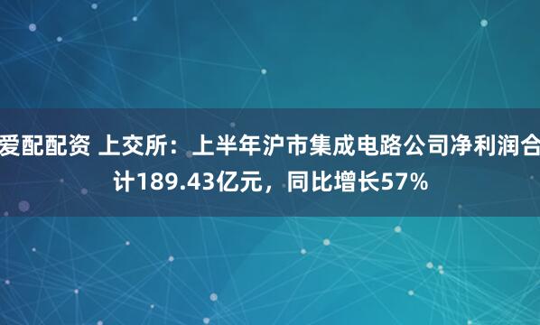 爱配配资 上交所：上半年沪市集成电路公司净利润合计189.43亿元，同比增长57%