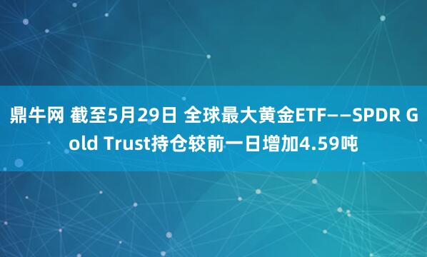 鼎牛网 截至5月29日 全球最大黄金ETF——SPDR Gold Trust持仓较前一日增加4.59吨